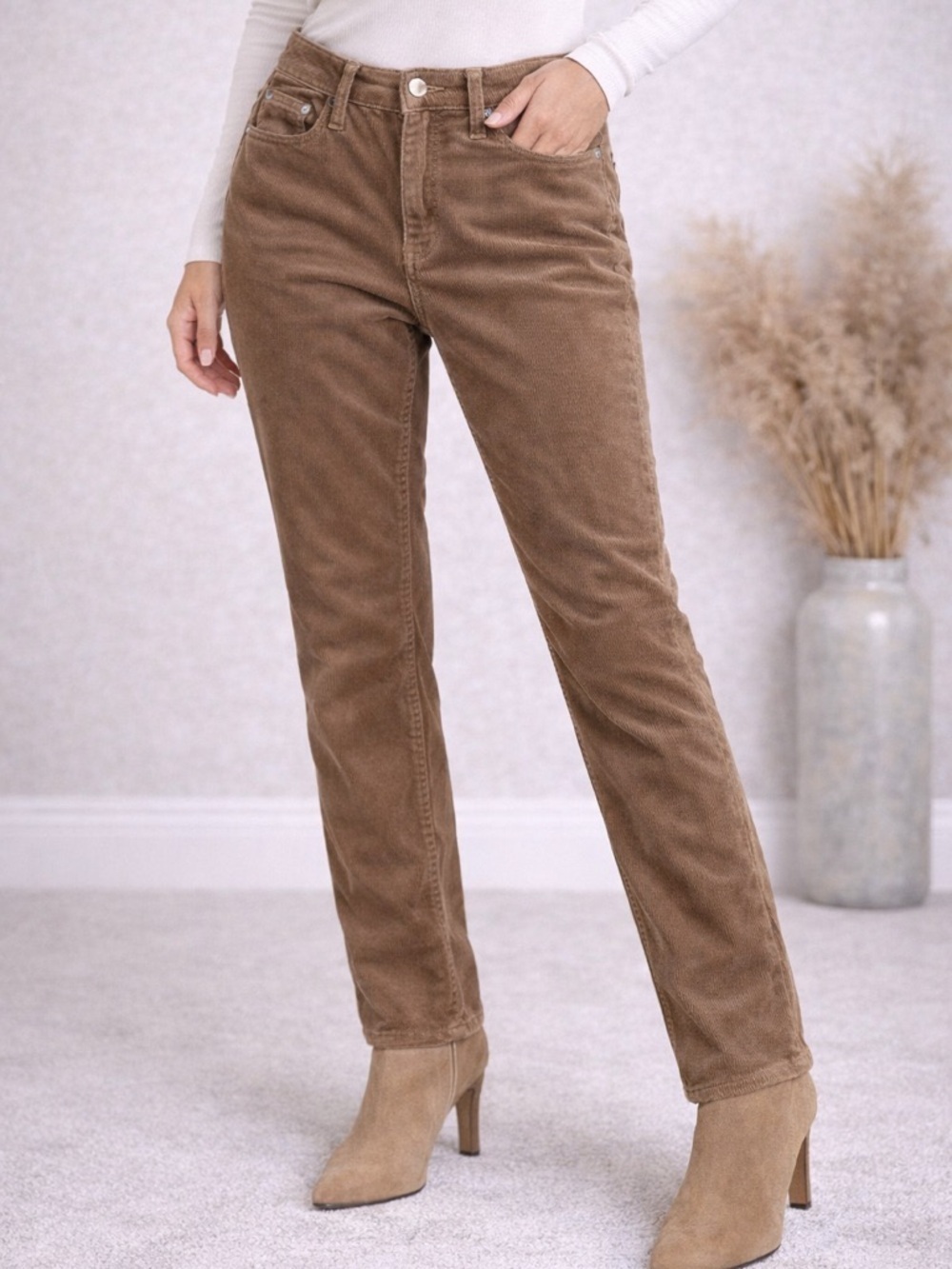 Lauren Ralph Lauren Corduroy Pants Tan Brown Straight Leg Classic Womens Size 8